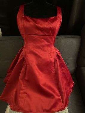 Lulu's Red Satin Fit & Flare Mini Dress